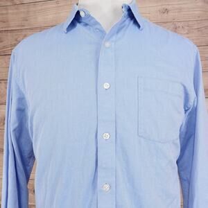 Johnston & Murphy Shirt Mens XL Blue Cotton Button Down Long Sleeve Pocket